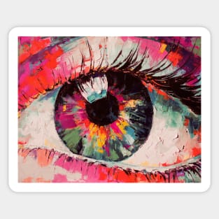 Oil painting of a big red eye. Sticker